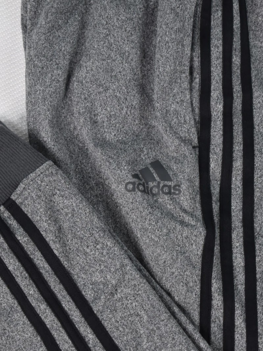 Adidas Tricot Joggers Mens Large Side Stripes Ankle Cuffs Drawstring Gray + Blac